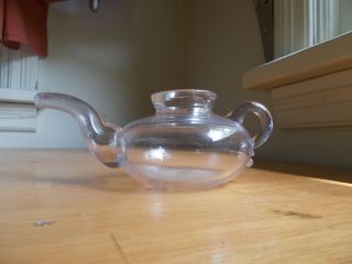 EARLY 1800s PONTILED FLINT GLASS HAND BLOWN TEAPOT SPOUT INVALID FEEDER PAP BOAT 5