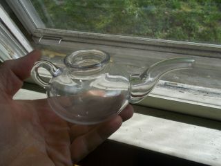 EARLY 1800s PONTILED FLINT GLASS HAND BLOWN TEAPOT SPOUT INVALID FEEDER PAP BOAT 6