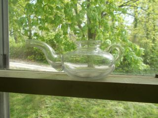 EARLY 1800s PONTILED FLINT GLASS HAND BLOWN TEAPOT SPOUT INVALID FEEDER PAP BOAT 7