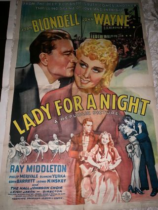 Lady For A Night Movie Poster 1942 John Wayne BLONDELL James Cagney 2