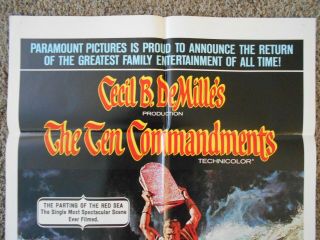 THE TEN COMMANDMENTS VINTAGE Movie Poster 1 Sheet 1972 NM 2
