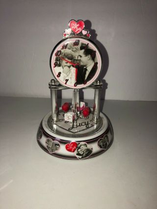 I Love Lucy Anniversary Clock W/o Glass Dome Porcelain Base Dial Quartz 9 " Tall
