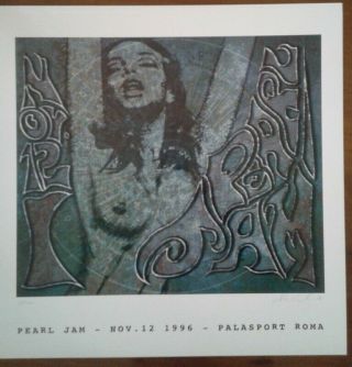 Pearl Jam Concert Poster Rome Italy 1996 29/1000 W/8 Cards Green Lady