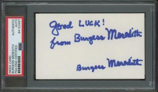 Burgess Meredith Signed Index Card | Psa/dna Certified Autograph - Signed Twice