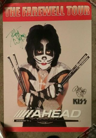 Kiss Rare Farewell Tour Poster Signed By Peter Criss Ahead Drum Stick Promo