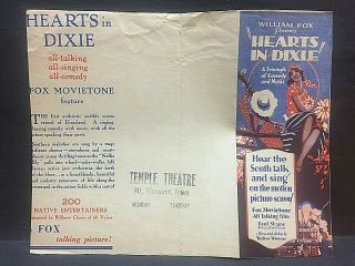 1929 Movie Herald.  " Hearts In Dixie ".  With Stepin Fetchit & Black Cast Debut
