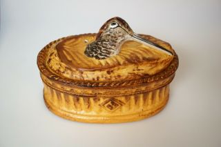 Pillivuyt French Hand Painted Porcelain Game Fowl Pate Covered Bowl Casserole - B