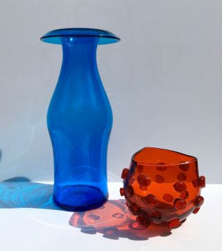 Rare Joel Myers Blenko 6623 Turquoise Art Glass Vase Mid Century Modern 1yr Only