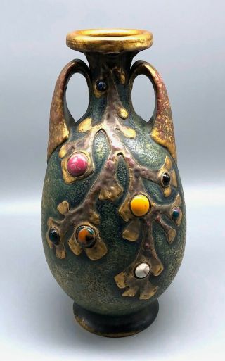 Stellmacher Teplitz Rstk Bohemian Jewel Amphora Czechoslovakia Art Nouveau Vase