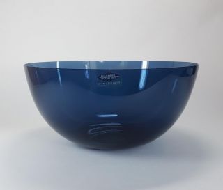 Large Nuutajarvi Finland Blue Glass Bowl By Kaj Franck