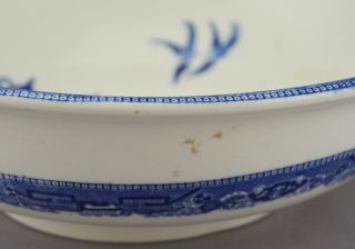 Antique Earthenware Blue Willow Wash Bowl Basin By Ridgways 5