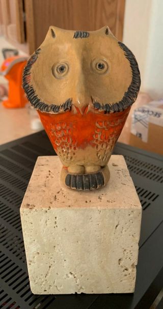 Ivo De Santis For Gli Etruschi Italian Art Pottery Owl On Base Rosenthal Netter