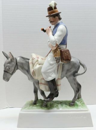 Herend Hand Painted Porcelain Man On Donkey 5592 Markup B