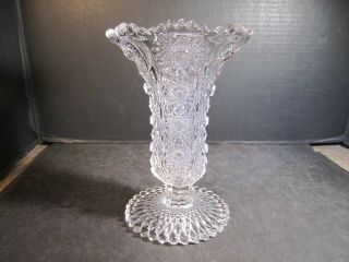 Antique Millersburg Crystal Honeycomb & Hobstar Patternflaired Out Top Vase