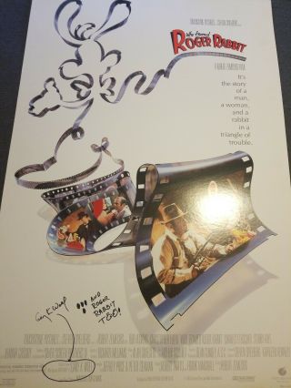 Rare 1988 Who Framed Roger Rabbit 27x40 " Movie Poster Creator Gary Wolf Signed
