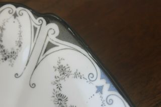 Shelley Queen Anne Black White Art Deco Teacup Tea Cup Saucer Flower Garland 5