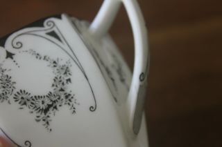 Shelley Queen Anne Black White Art Deco Teacup Tea Cup Saucer Flower Garland 8