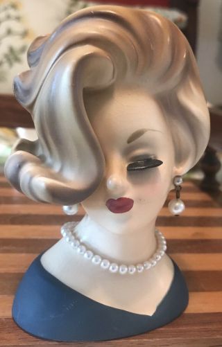 Rare Vintage 1964 Inarco Lady Head Vase E - 2105 Flip Hairdo,  Headvase,  Sm