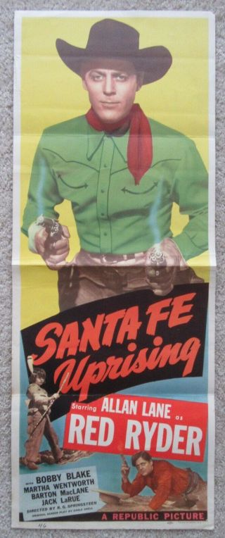 Santa Fe Uprising 1946 Insrt Movie Poster Fld Allan Rocky Lane Ex