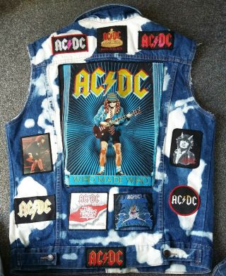 Acdc Angus Young Vintage Battle Jacket Heavy Metal Cut Off