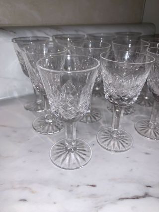 12 Waterford Crystal Lismore 3 1/2” Tall Cordial Glasses 3