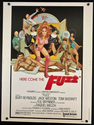 1972 Here Come The Fuzz 30 X 40 Theatre Movie Poster Burt Reynolds