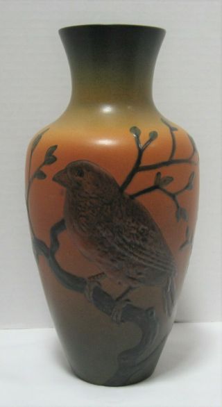 Peter Ipsen P&e Danish Art Pottery With Bird On Branch 1900 - 9 3/8 "