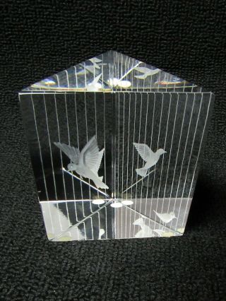 Vintage Birds In Cage Vicke Lindstrand Kosta Boden Sweden Art Glass Paperweight
