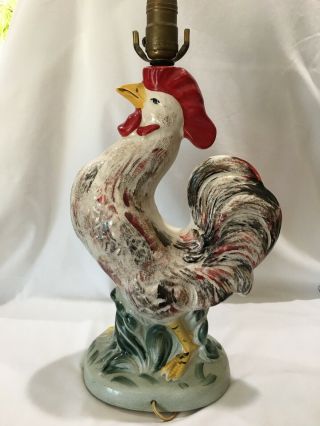 Stangl Bird 484 Rooster Lamp Produced For Mutual Sunset Certified By Rob Runge