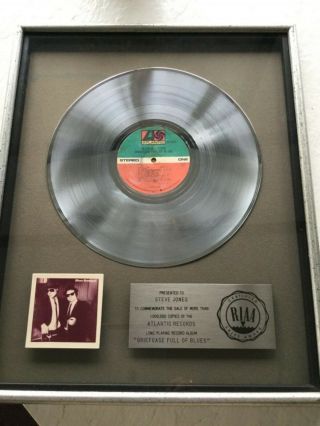 Blues Brothers “briefcase Full Of Blues” Riaa Award For 1 Million Sales Of Lp