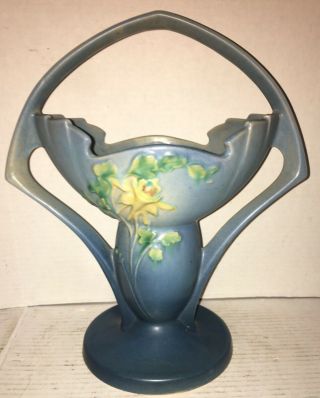 Roseville Pottery 368 - 12 " Blue Columbine Basket