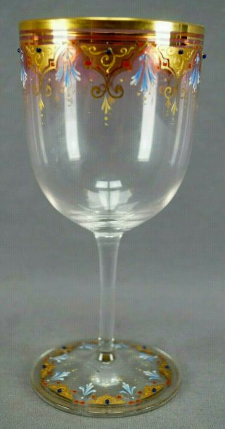 Late 19th Century Moser Neoclassical Enameled & Beaded Water Goblet