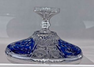 Vintage Anna Hutte Bleikristall Blue Flash Crystal Pedestal Compote Germany 11 