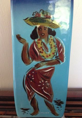 RARE Vintage Sascha Brastoff - Sascha B Hawaiian Woman Hula Dancer Vase 2