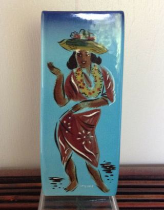 RARE Vintage Sascha Brastoff - Sascha B Hawaiian Woman Hula Dancer Vase 3