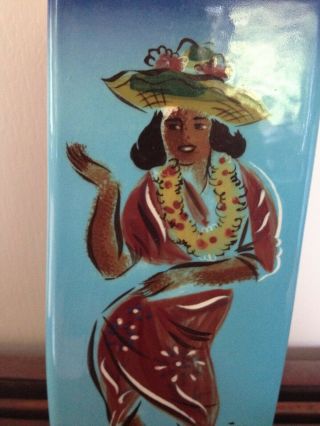 RARE Vintage Sascha Brastoff - Sascha B Hawaiian Woman Hula Dancer Vase 7