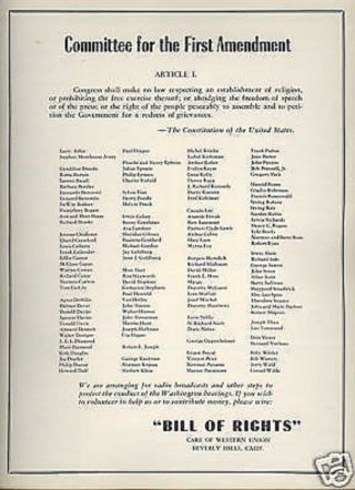 1947 Rare " Committee For The First Amendment " 