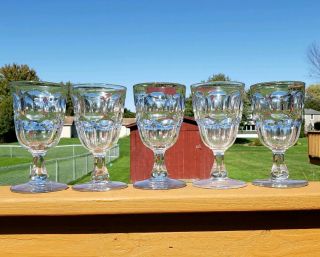 Set Of 5 Ashburton Flint Eapg Water Goblets Exceptional