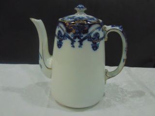 Antique A J Wilkinson Royal Staffordshire Flow Blue Iris Coffee Pot With Lid