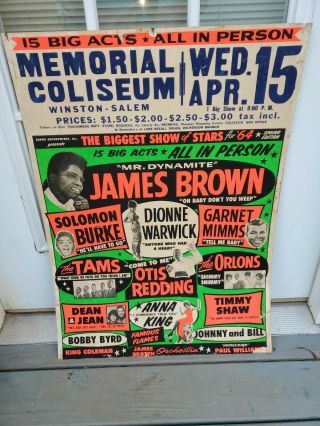 Origial 1964 Concert Poster Featuring James Brown - - Otis Redding & Others