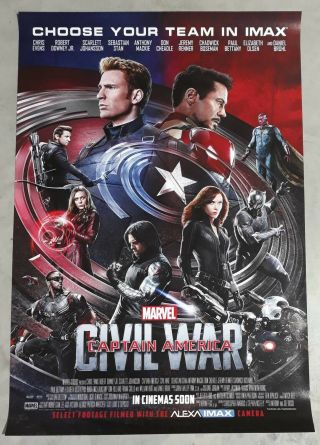 Captain America Civil War Imax Movie Poster.  27×40 " Double Side