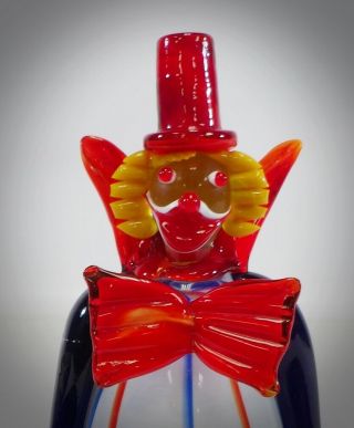 Vintage Murano Hand Blown Art Glass Clown in Top Hat Figurine Sculpture 2