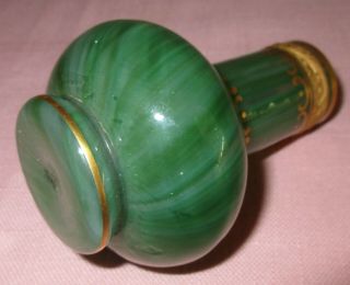 Antique 19th C Loetz Austria Art Glass Malachit Green Malachite Cabinet Vase 4 