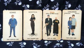 Vintage Set Of 4 1965 Addams Family Game Playing Cards Halloween Morticia Lurch