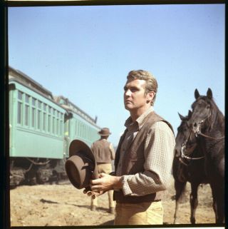Lee Majors 2.  25 X 2.  25 Photo Transparency The Big Valley Vintage Train