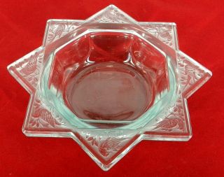 Lalique France Signed Art Glass 8 Star Point Bird Dish / Bowl 7 " Point To Point