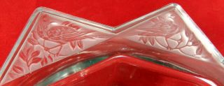 LALIQUE France SIGNED ART GLASS 8 STAR POINT BIRD DISH / BOWL 7 