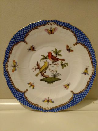 Herend Rothschild Bird Blue Border Salad Plate