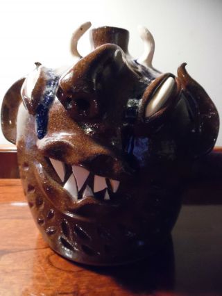 Ugly Face Jug Devil North Carolina Southern Art Pottery Signed Dc Dale Costner