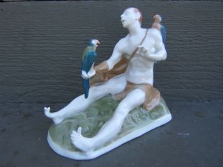 Rosenthal Figurine - Latein - Mythological Man & Parrots Ferdinand Liebermann -